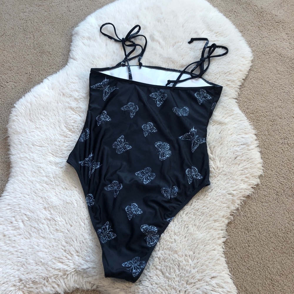 Butterfly One Piece Tie Shoulder Swimsuit - Picture 4 of 4